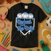 Baseball Drip Ice Cream Drip Respect The Drip Kids T-Shirt thumb 3