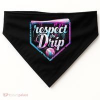 Baseball Drip Ice Cream Dripping Respect The Drip  USA-Made Doggie Bandana thumb 0