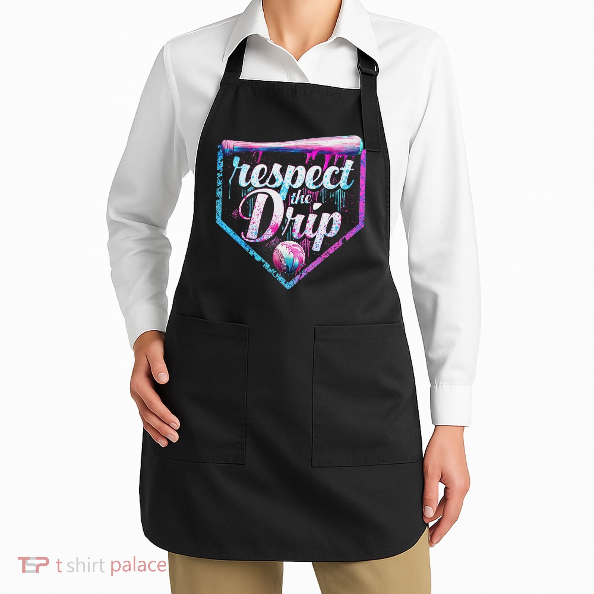 Baseball Drip Ice Cream Dripping Respect The Drip  Apron