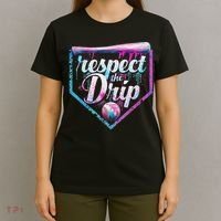 Baseball Drip Ice Cream Dripping Respect The Drip  T-Shirt thumb 4