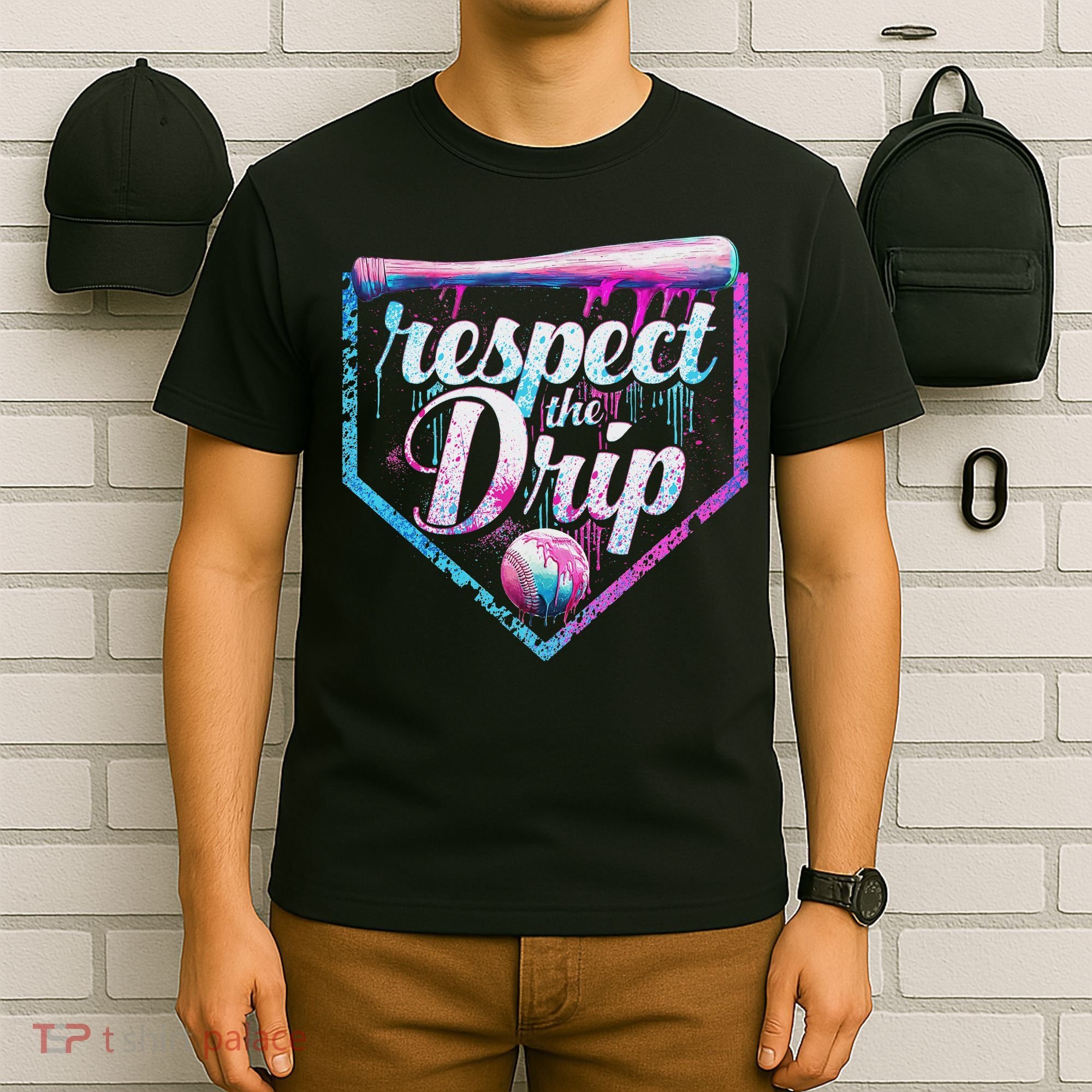Baseball Drip Ice Cream Dripping Respect The Drip  T-Shirt
