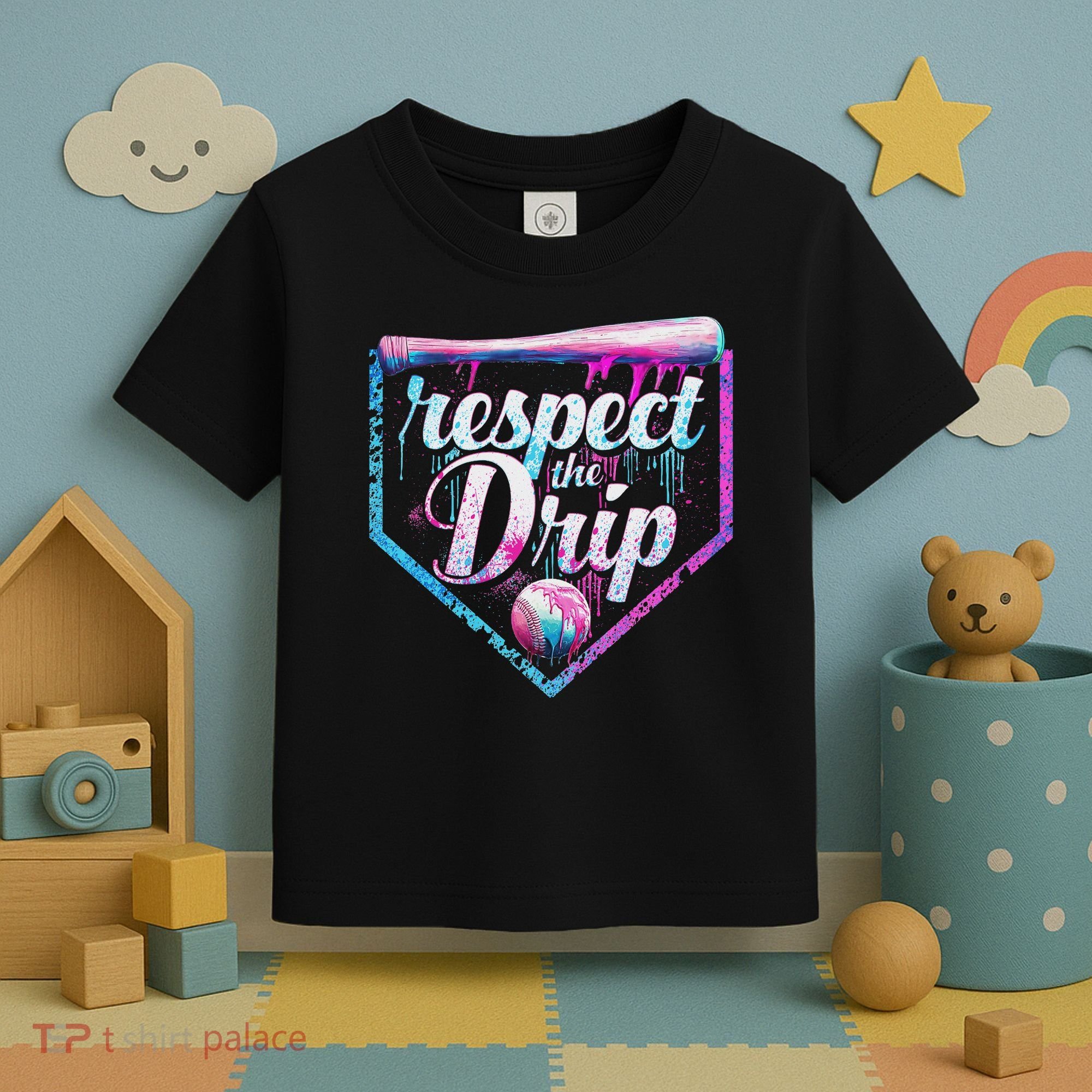 Baseball Drip Ice Cream Dripping Respect The Drip  Toddler T-Shirt