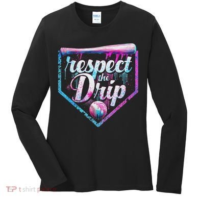 Baseball Drip Ice Cream Dripping Respect The Drip  Women's Long Sleeve Shirt