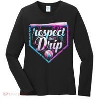 Baseball Drip Ice Cream Dripping Respect The Drip  Women's Long Sleeve Shirt thumb 0