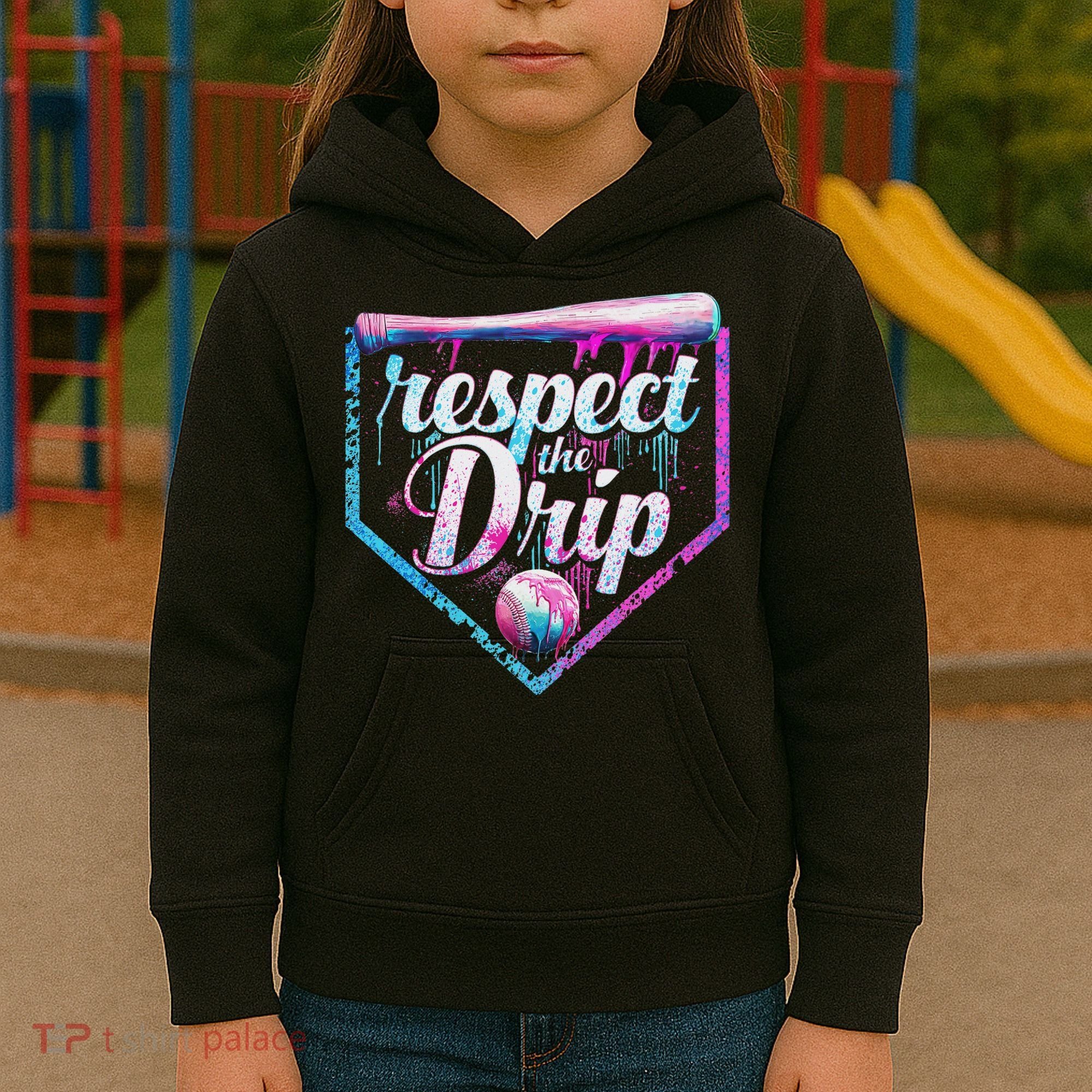 Baseball Drip Ice Cream Dripping Respect The Drip  Kids Hoodie