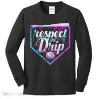 Baseball Drip Ice Cream Dripping Respect The Drip  Kids Long Sleeve Shirt thumb 0