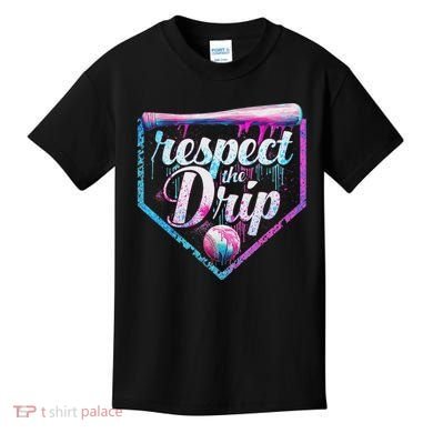 Baseball Drip Ice Cream Dripping Respect The Drip  Kids T-Shirt