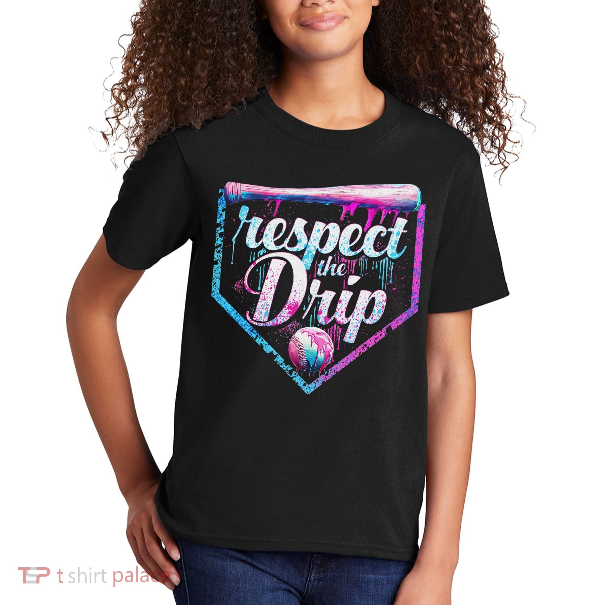 Baseball Drip Ice Cream Dripping Respect The Drip  Kids T-Shirt