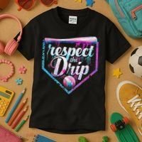 Baseball Drip Ice Cream Dripping Respect The Drip  Kids T-Shirt thumb 3