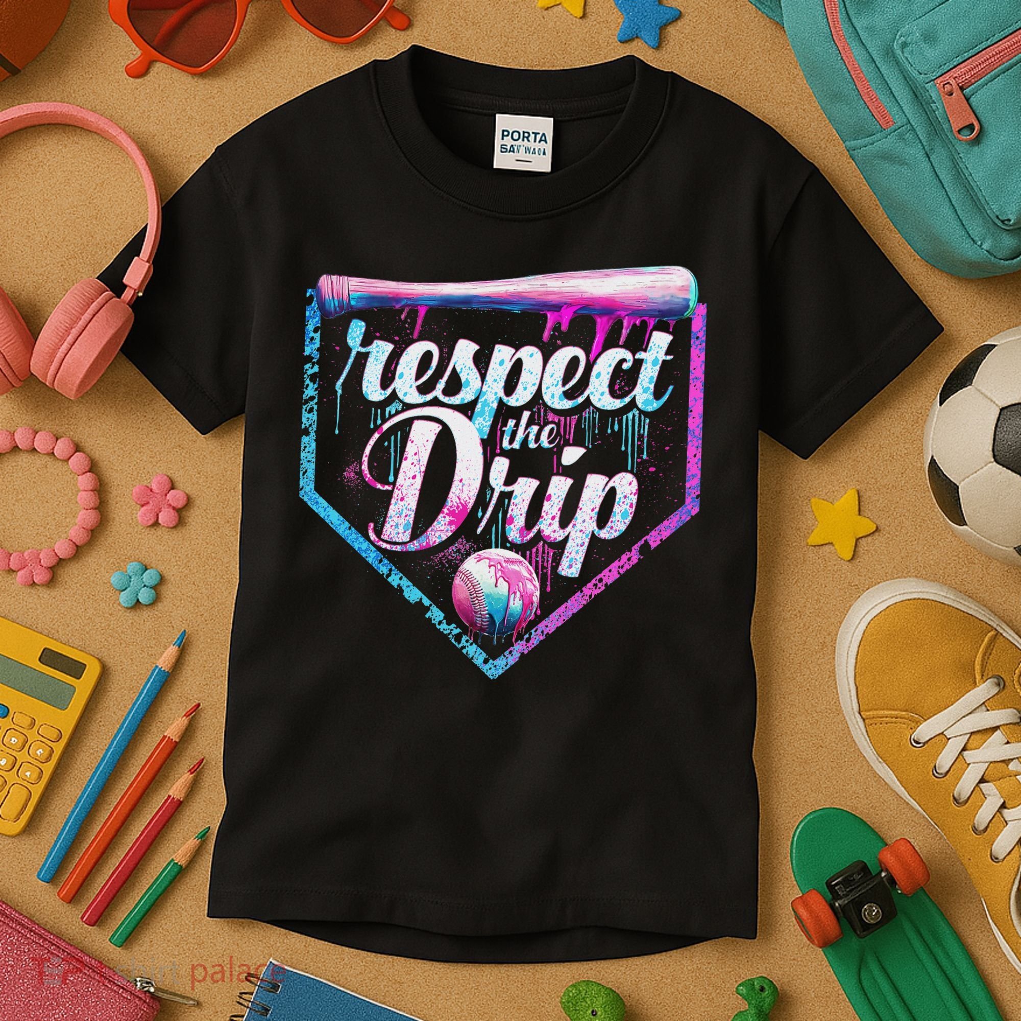 Baseball Drip Ice Cream Dripping Respect The Drip  Kids T-Shirt