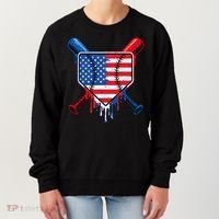 Baseball Drip Ice Cream Patriotic American Flag Women's Sweatshirt thumb 0