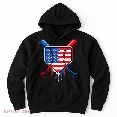 Baseball Drip Ice Cream Patriotic American Flag Hoodie