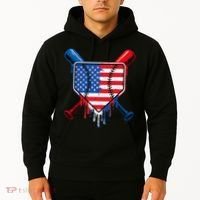 Baseball Drip Ice Cream Patriotic American Flag Hoodie thumb 2