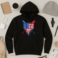 Baseball Drip Ice Cream Patriotic American Flag Hoodie thumb 3