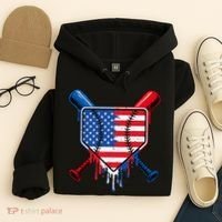 Baseball Drip Ice Cream Patriotic American Flag Hoodie thumb 4