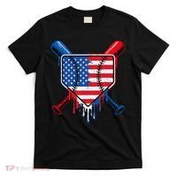 Baseball Drip Ice Cream Patriotic American Flag T-Shirt thumb 0