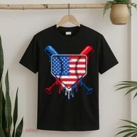 Baseball Drip Ice Cream Patriotic American Flag T-Shirt thumb 2