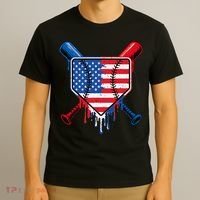 Baseball Drip Ice Cream Patriotic American Flag T-Shirt thumb 3