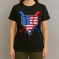 Baseball Drip Ice Cream Patriotic American Flag T-Shirt thumb 4