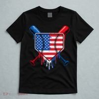 Baseball Drip Ice Cream Patriotic American Flag T-Shirt thumb 5