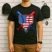 Baseball Drip Ice Cream Patriotic American Flag T-Shirt thumb 6
