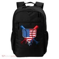 Baseball Drip Ice Cream Patriotic American Flag Backpack thumb 0