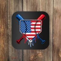 Baseball Drip Ice Cream Patriotic American Flag Coaster thumb 0