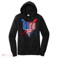 Baseball Drip Ice Cream Patriotic American Flag Women's Hoodie thumb 0
