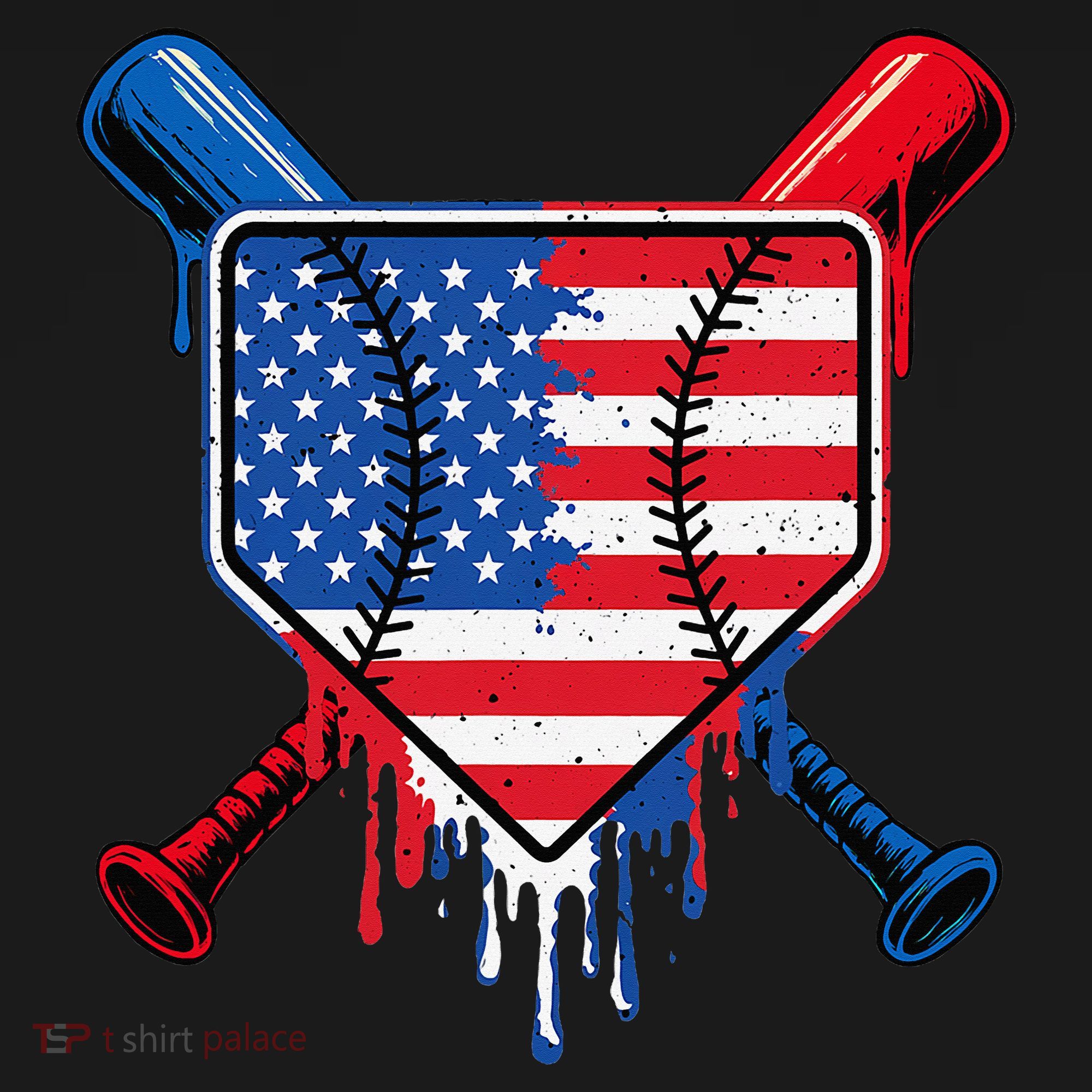 Baseball Drip Ice Cream Patriotic American Flag Women's Hoodie