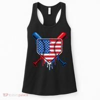 Baseball Drip Ice Cream Patriotic American Flag Women's Tank Top thumb 0