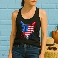 Baseball Drip Ice Cream Patriotic American Flag Women's Tank Top thumb 2