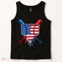 Baseball Drip Ice Cream Patriotic American Flag Tank Top thumb 2