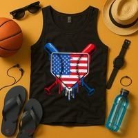 Baseball Drip Ice Cream Patriotic American Flag Tank Top thumb 4