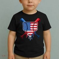 Baseball Drip Ice Cream Patriotic American Flag Toddler T-Shirt thumb 2