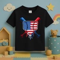 Baseball Drip Ice Cream Patriotic American Flag Toddler T-Shirt thumb 3