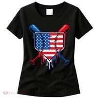 Baseball Drip Ice Cream Patriotic American Flag Women's T-Shirt thumb 0