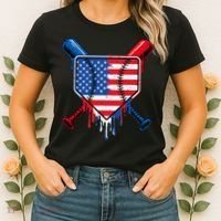 Baseball Drip Ice Cream Patriotic American Flag Women's T-Shirt thumb 2