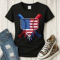 Baseball Drip Ice Cream Patriotic American Flag Women's T-Shirt thumb 3