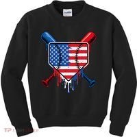 Baseball Drip Ice Cream Patriotic American Flag Kids Sweatshirt thumb 0