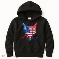 Baseball Drip Ice Cream Patriotic American Flag Kids Hoodie thumb 0