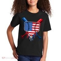 Baseball Drip Ice Cream Patriotic American Flag Kids T-Shirt thumb 2