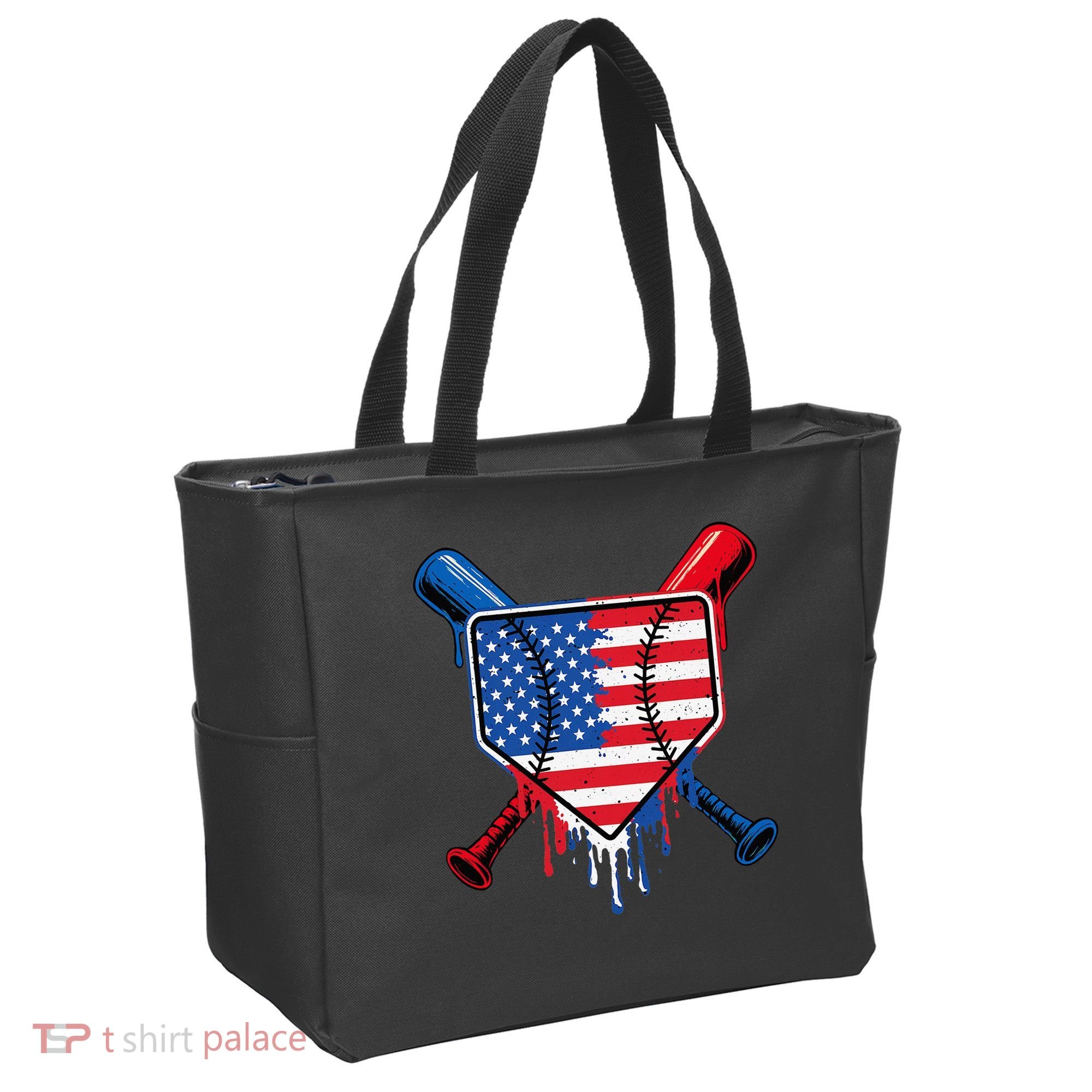 Baseball Drip Ice Cream Patriotic American Flag Tote Bag