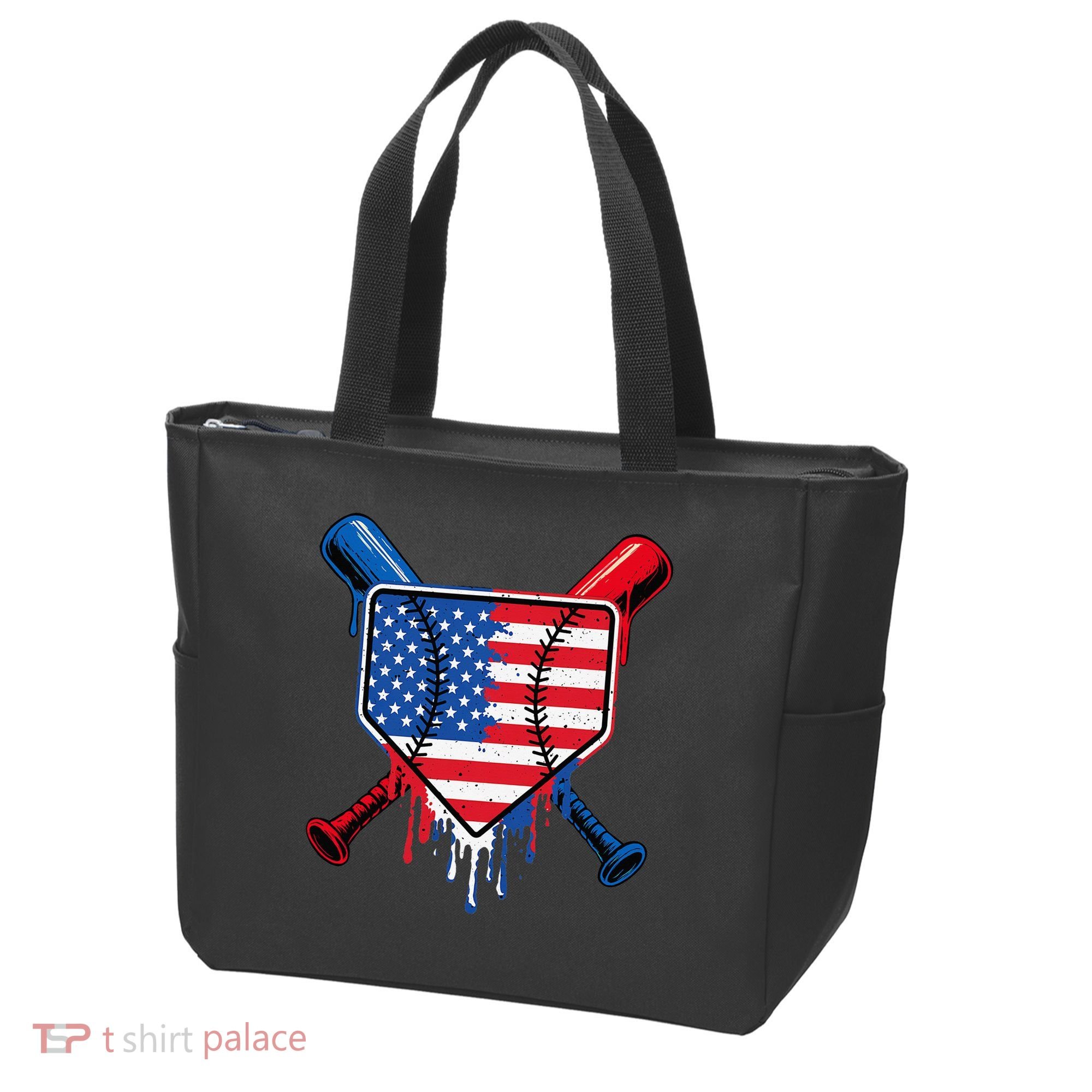 Baseball Drip Ice Cream Patriotic American Flag Tote Bag