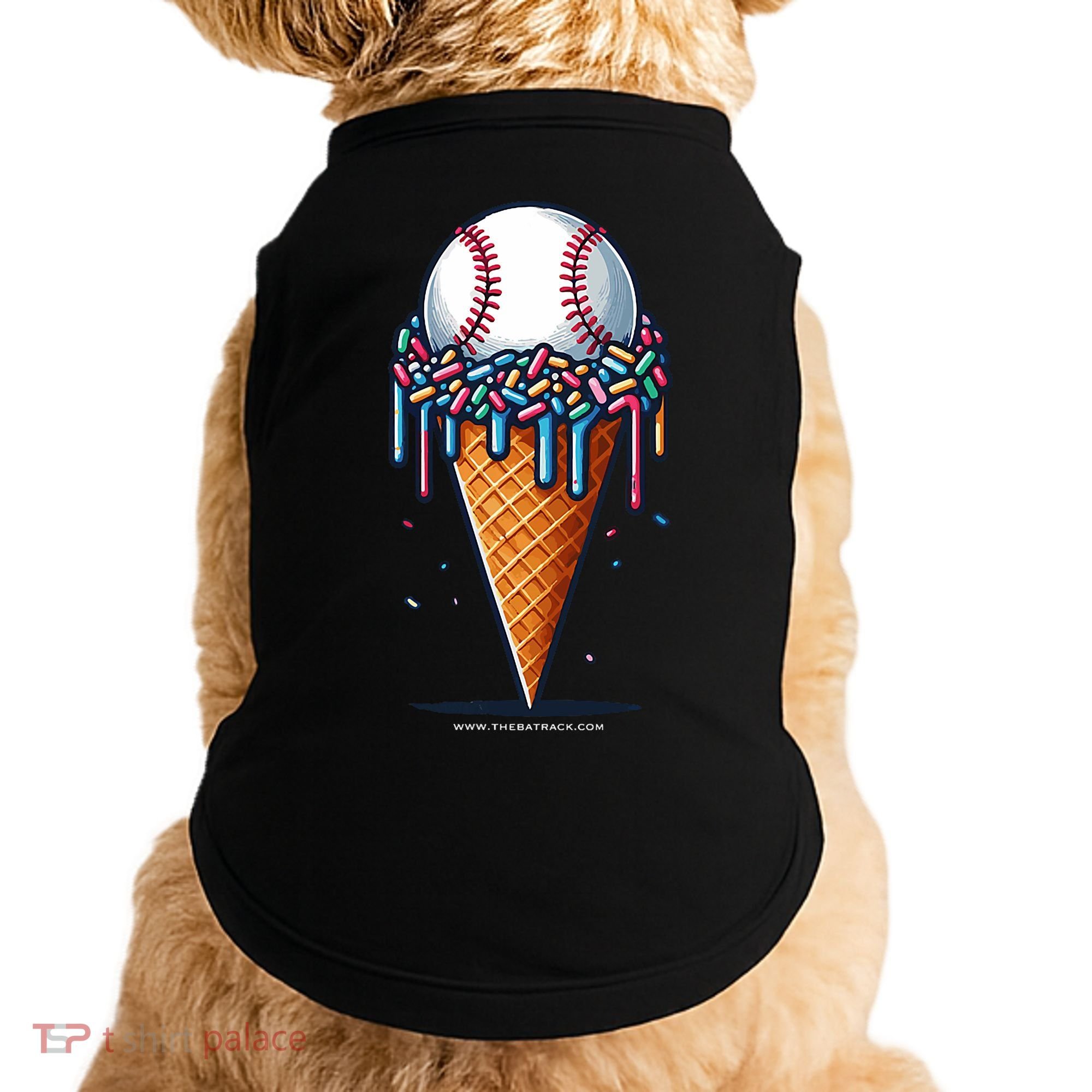 Baseball Drip Ice Cream Cone With Sprinkles Doggie Tank