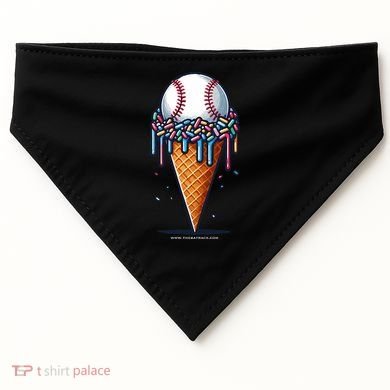Baseball Drip Ice Cream Cone With Sprinkles USA-Made Doggie Bandana