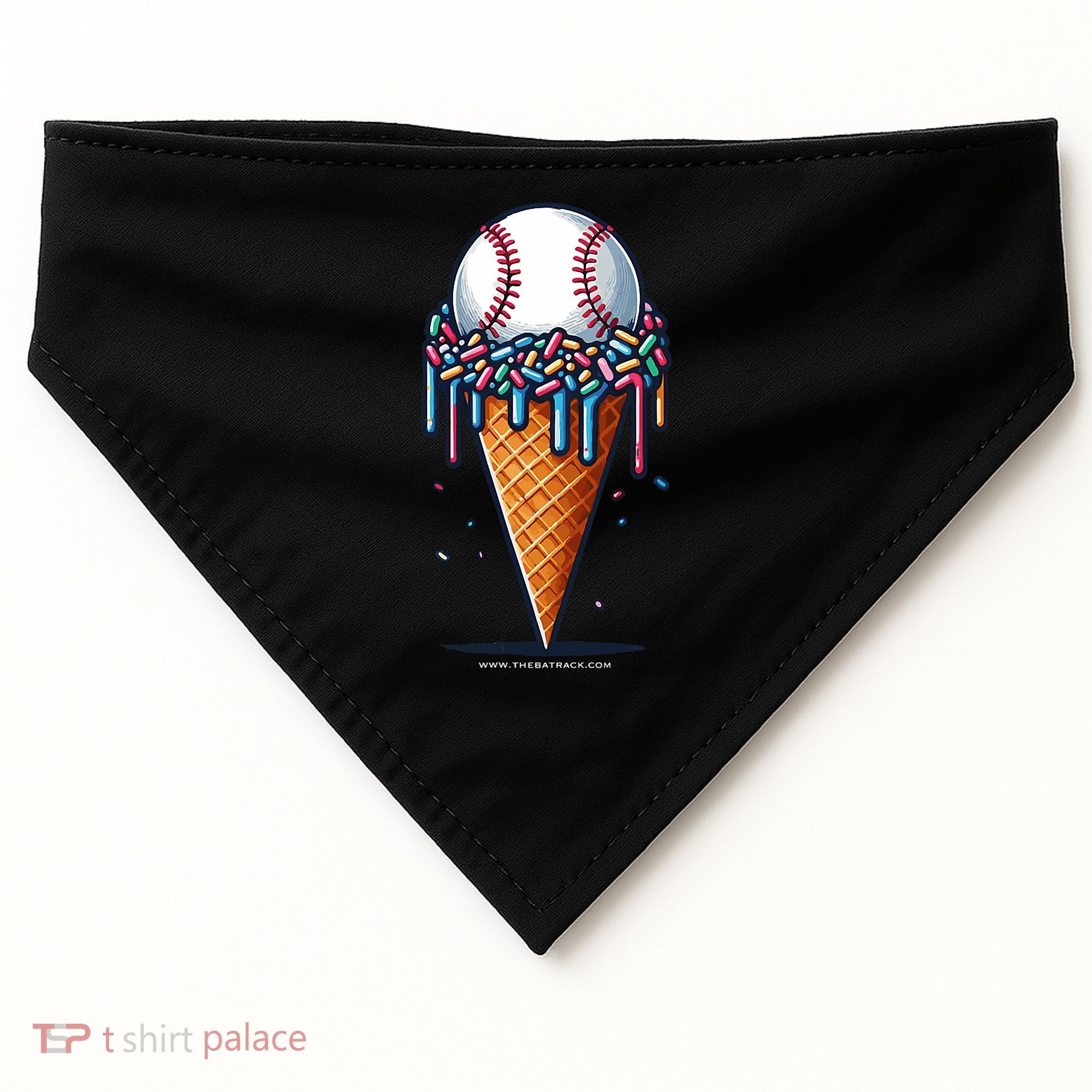 Baseball Drip Ice Cream Cone With Sprinkles USA-Made Doggie Bandana