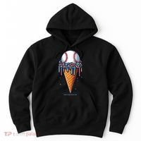 Baseball Drip Ice Cream Cone With Sprinkles Hoodie thumb 0