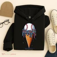 Baseball Drip Ice Cream Cone With Sprinkles Hoodie thumb 4
