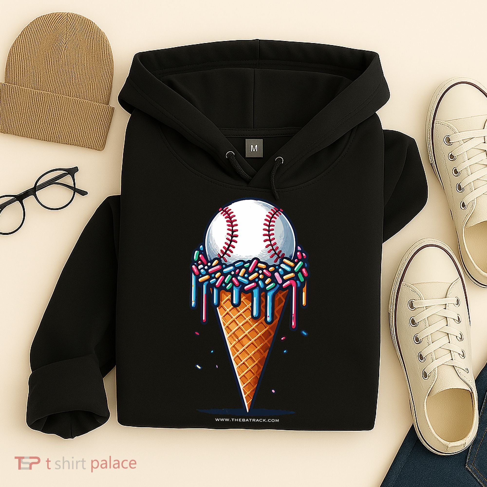 Baseball Drip Ice Cream Cone With Sprinkles Hoodie