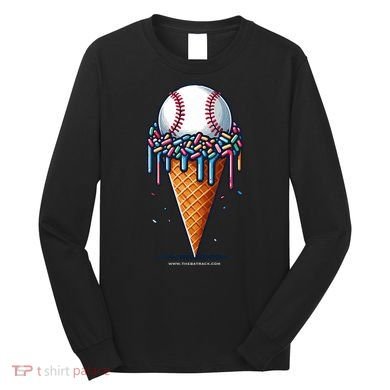Baseball Drip Ice Cream Cone With Sprinkles Long Sleeve Shirt